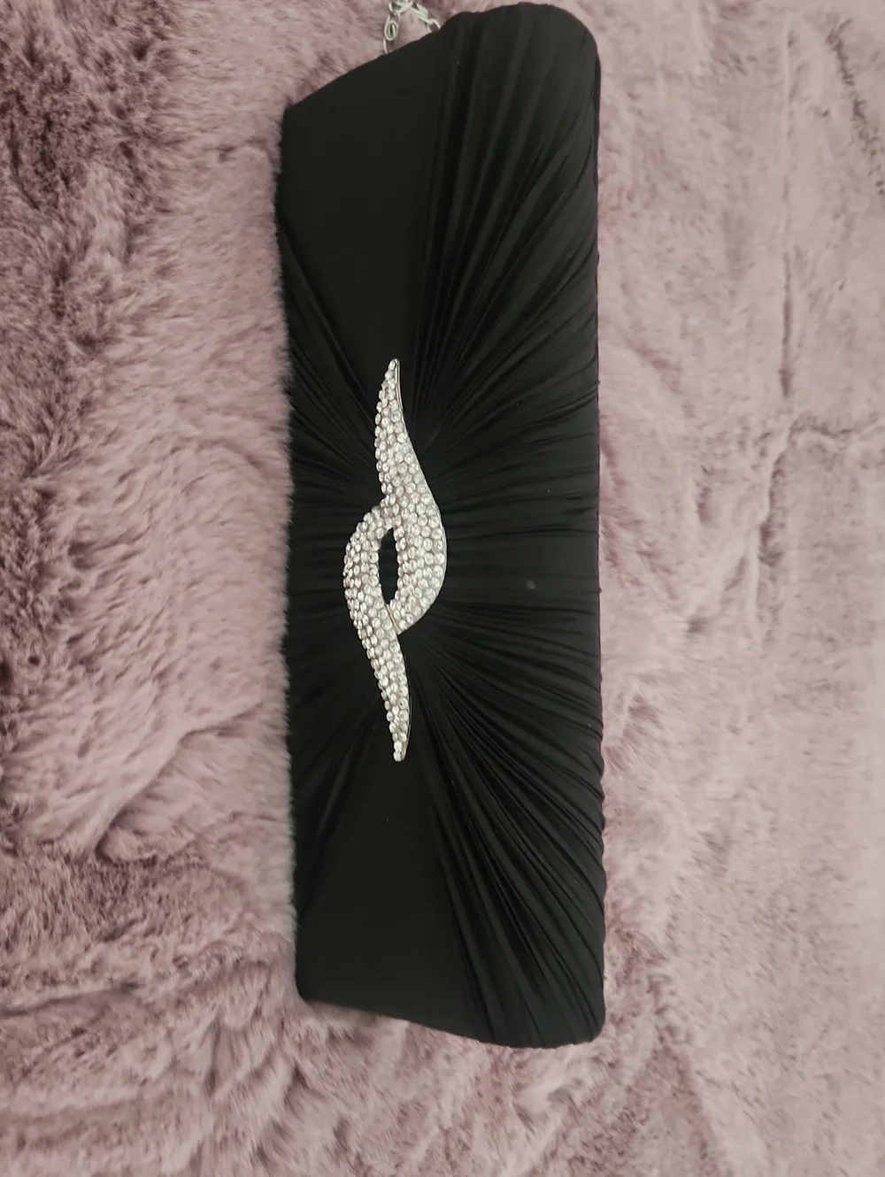 Black Rhinestone Accent Evening Clutch